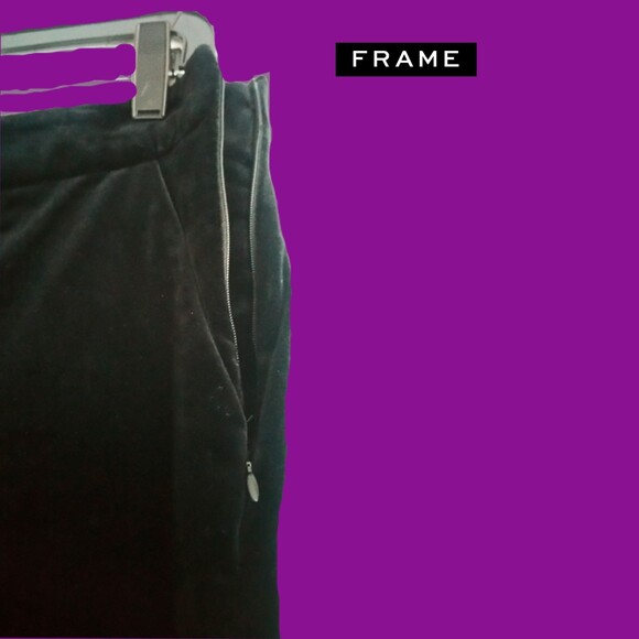 FRAME NEW Old Money Velvet Cropped Slit Flare Leg Pant 10 - Picture 4 of 12